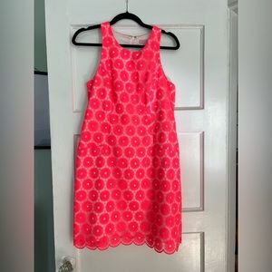 Lilly pulitzer bright pink shift with pearl flower detail
